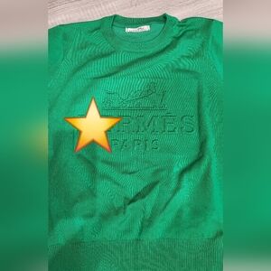 COPY Green Embossed Short Sleeve Logo Sweater